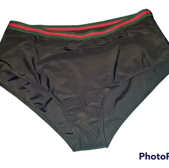 Striped Mesh Panel High Wasit Bikini Set - Picture 3 of 7